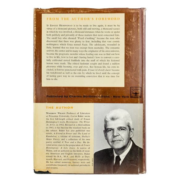 Ernest Hemingway: A Life Story By Carlos Baker 1969 Hardcover Vintage - Picture 3 of 3